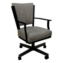 Montana Swivel Metal Dining Caster Chair -Plumley Cocoa Brown Fabric-Black Frame