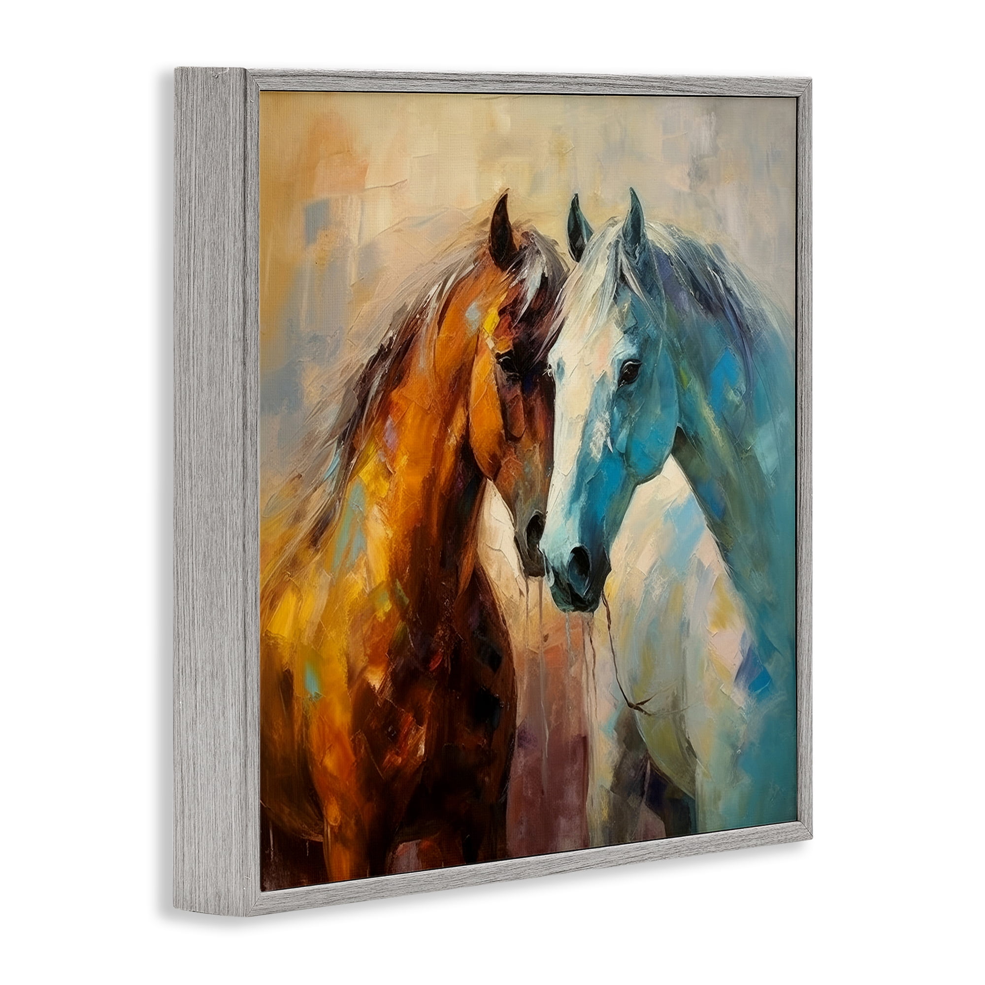 Stupell Industries Painterly Horse Pair Animals & Insects Painting Gray Framed Art Print Wall Art, 17 x 17