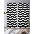 thumbnail image 4 of Black Moire Ombre Semi Sheer Curtains 108 Inch Length 2 Panels Set, Water Ripple Stripe Farmhouse Sheer Kitchen Curtain Privacy Voile Window Curtain for Living Room Bedroom Rod Pocket Drapes, 4 of 7