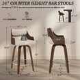 thumbnail image 4 of Dycanpo 26'' Swivel Counter Height Bar Stools Set of 2,Mid-Century Wooden Barstools with Backs for Kitchen Restaurant,Tan, 4 of 8