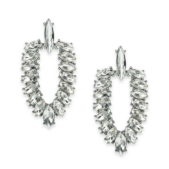 INC International Concepts Silver-Tone Crystal Doorknocker Drop Earrings