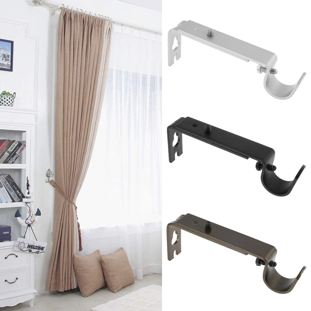 HOTBEST 4 Pieces Curtain Rod Brackets Wall Hooks Pole Mount General