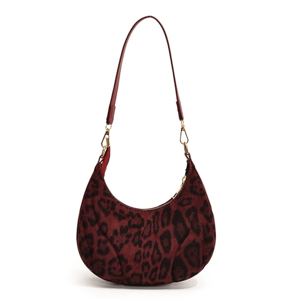 Bolso Crescent para Mujer Con Leopardo Hobo Cuero PU El () Rojo
