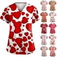 Rlmidhb Valentine's Day 2025 Scrub Tops for Women Loose Love Heart