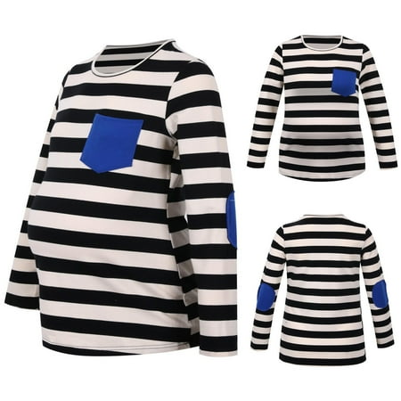 

Maternity T Shirts for Women Long Sleeve Top Round Neck Leisure Stripe Pregnant Maternity Clothes Tops