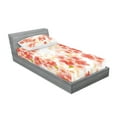thumbnail image 2 of Ambesonne Japanese Fitted Sheet & Pillow Sham Set, Vibrant Sakura Flowers, Twin, Coral Dark Coral Yellow, 2 of 2