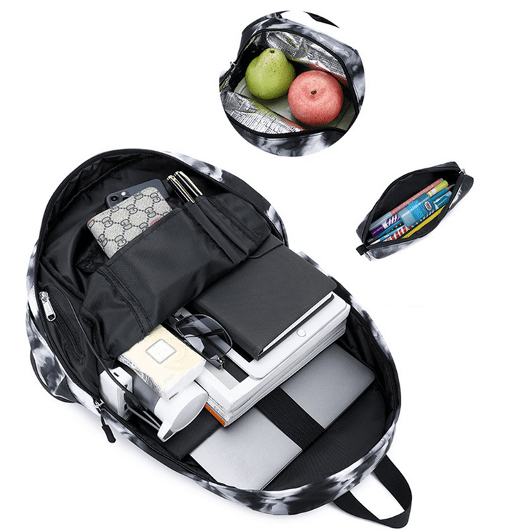 College Backpack Set with USB Charging Port for High School Floral Prints  Backpack with Lunch Bag Pencil Box 