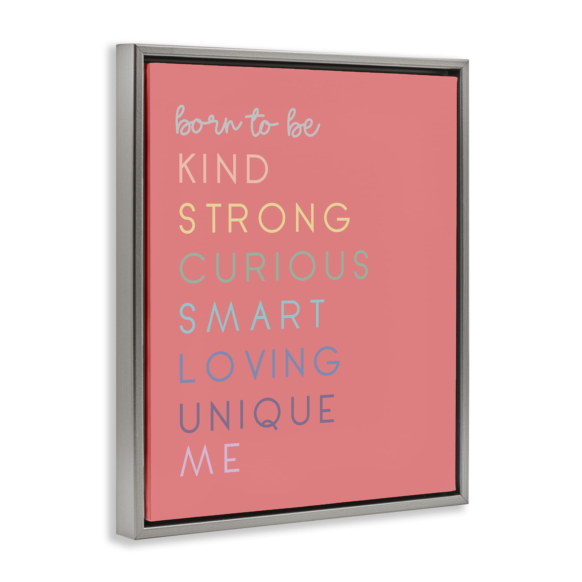 Stupell Industries Born To Be Adjectives Gray Framed Floater Canvas Wall Art, design by Anna Quach