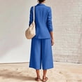 thumbnail image 5 of Women Suits 2 Piece Set Business Casual Dressy Oversized Blazer Jacket and Wide Leg Capri Pant Outfits Blue XXXL(XXXL), 5 of 9