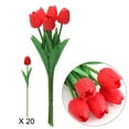 thumbnail image 2 of Deago 20 Pcs Artificial Tulips Flowers Real Touch PU Tulips Arrangement Bouquet for Home Room Office Party Wedding Decoration (Red), 2 of 7