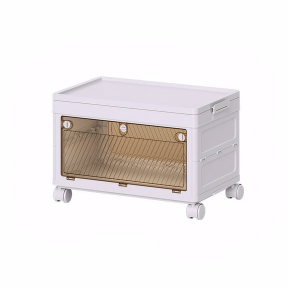 Eurhowing 35QT Collapsible Storage Bins with Lids & Wheels, 1-Tier Stackable Plastic Storage Containers, Foldable Storage Boxes for Home, Closet, Office Organization