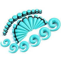 Opolski 30 Pcs Spiral Tapers Plugs Big Gauges Kit 10-20mm Turquoise Stretching Set