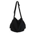 thumbnail image 2 of Bolsa bandolera de hombro de lona suave casuales de gran capacidad (negro) Ehuebsd  Para estrenar, 2 of 9