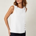 thumbnail image 6 of YFNNUP Women Tank Tops Solid Color Sleeveless Top Lightweight Crewneck Blouse Casual Summer Going Out Blouse White S, 6 of 9