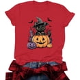 thumbnail image 6 of JOANKDMI Halloween Black Cat Witch Hat Shirt for Women Cute Pumpkin Graphic Tees Short Sleeve Fall Casual Tops Crewneck Haunted House Holiday Festive Apparel, 6 of 9