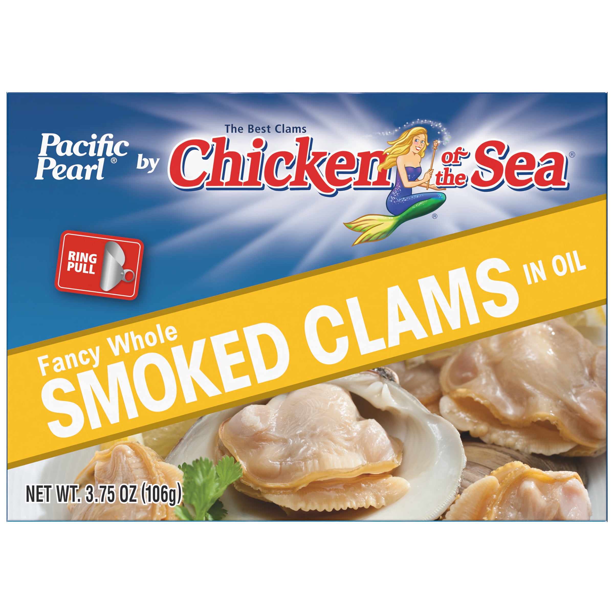 Pacific Pearl Fancy Whole Smoked Clams in Oil 3.75 oz