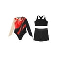 thumbnail image 3 of TTAO Girls' Ballet Gymnastics Leotards 3PCS Dance Bodysuit Athletic Biketard Active Set Dancewear Red 16, 3 of 5