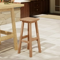 Costaelm Paradise 29" Outdoor Patio HDPE Square Backless Bar Stool, Teak