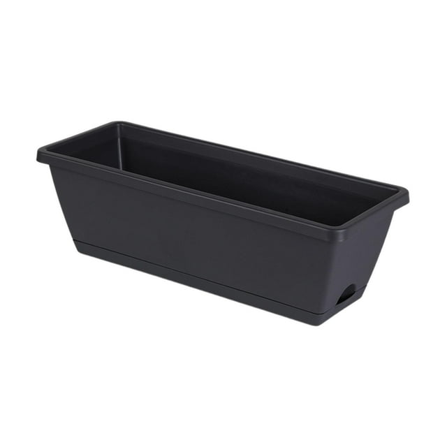 DOLITY 2 Pieces Window Box Planter Rectangular Decors for Garden Indoor Plants Home Dark Grey