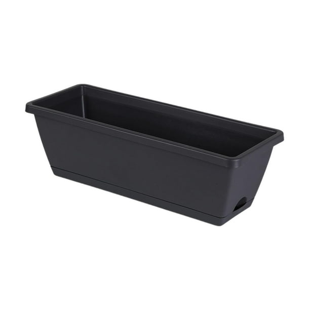2 maceteros rectangulares para ventana, 36 x 19 x 15 cm, decoración floral Gris oscuro