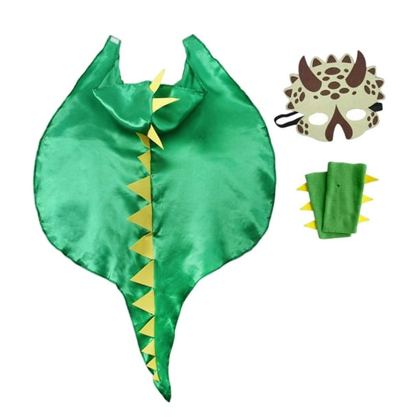 Disfraz de Dinosaurio Fantasía Perfecl con capa y máscara Verde
