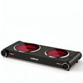 thumbnail image 1 of CUSIMAX 1800W Portable Double Burner Hot Plate,Electric Stove with Adjustable Temperature Control, Ceramic Glass Infrared Cooktop, Compatible with All Cookware, 1 of 8