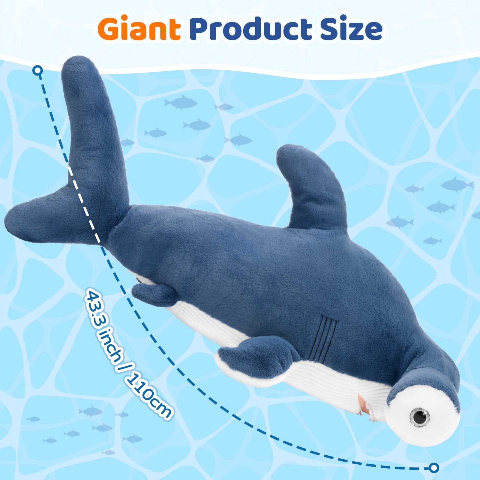 MaoGoLan 43'' Giant Hammerhead Shark Stuffed Animal Big Shark Body Pillow Toy