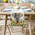 thumbnail image 2 of Table Runner Dresser Scarves 72 Inch Long, Watercolor Sunflowers and Elephant Linen Dining Table Runners Farm Yellow Flowers Tabletop Scarf for Wedding Holiday Party Kitchen, 2 of 7