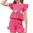 thumbnail image 2 of Girls Clothes Sleeveless Camisole Ruffle Tops and Jean Short Sets 1-8T Girl Clothes 3-4Years Hot Pink, 2 of 8
