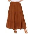 thumbnail image 2 of DARING DIVA Women's Plus Swing Maxi Elastic High Waist Boho Flowy Skirts 1X Caramel, 2 of 6