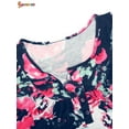 thumbnail image 4 of Spencer Plus Size Women's Floral Print Flowy Tank Tops Summer Sleeveless Casual Loose U Neck Pleated Tunic Shirts (M, Cyan), 4 of 6