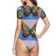 thumbnail image 4 of Easygdp Oil Painting Beautiful Butterfly Women'S Waist-Cinching Short-Sleeved Onesie, Olastic Onesiet,Snaps At Bottom,Easy To Put On And Take Off - X-Large, 4 of 9