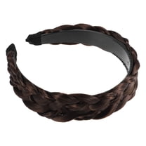Unique Bargains 1 Pcs 1.5 Inch Wide Synthetic Hair Braided Headband Hair Hoop for Women and women Light Brown
