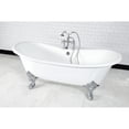 thumbnail image 2 of Aqua Eden VCT7DS7231NL1 72" Cast Iron Oval Double Slipper Clawfoot Tub (7" Faucet Drillings), White/Polished Chrome, 2 of 8