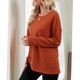 thumbnail image 3 of Camiseta de manga larga para mujer con cordón y dobladillo irregular con cuello redondo para otoño e invierno Naranja XL, 3 of 6