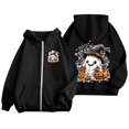 thumbnail image 2 of FASHOFT Zip Up Hoodie Women Oversized Halloween Graphic Fleece Jacket with Pockets Funny Ghost Spooky Season Sweatshirt Black L, 2 of 6