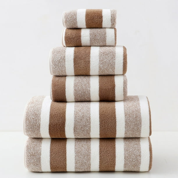 Juego de 6 toallas de baño para el hogar y viajes | Toallas de tela suaves y absorbentes | Incluye 2 toallas de baño y 4 toallas de mano | Para uso familiar y al aire libre