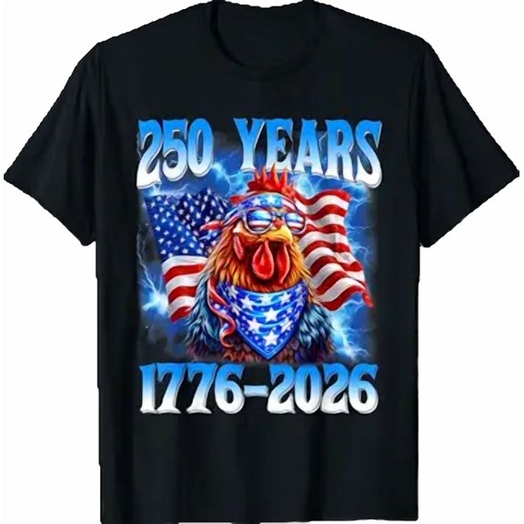 250 Years American 1776 2026 250th USA Chickens T-Shirt
