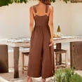 thumbnail image 6 of Qeaghou Formal Jumpsuits for Women Dressy Wedding Guest One Piece Sleeveless Rompers High Waisted Wrap V Neck Wide Leg Pants Romper With Pockets, 6 of 7