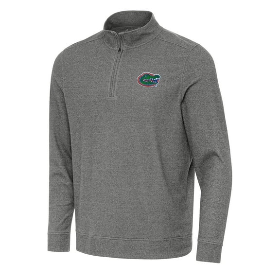 Men's Antigua Heather Black Florida Gators Subtle Quarter-Zip Sweatshirt