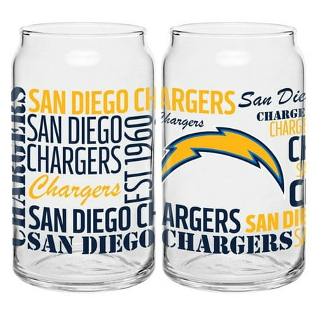 Boelter Brands NFL Set of Two 16 Ounce Spirit Glass Can Set, San Diego Chargers