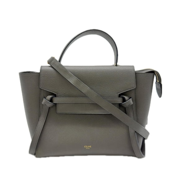 Pre-Owned CELINE Leather Belt Bag Micro 189153ZVA.10DC 2-way Handbag, Gray Grained Calf...