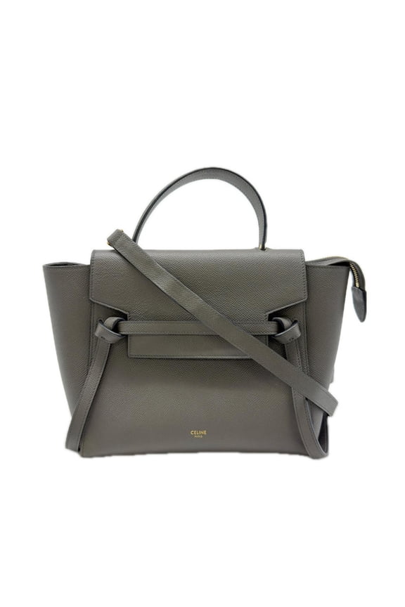 Pre-Owned CELINE Leather Belt Bag Micro 189153ZVA.10DC 2-way Handbag, Gray Grained Calf...