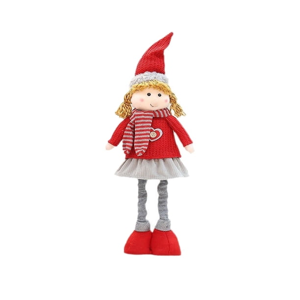 Adorno Navideño Telescópico De Tela Con Muñeco Y Muñeca Para Decoración