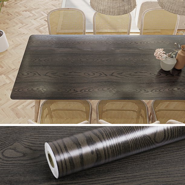 VEELIKE Dark Brown Wood Contact Paper for Wood Peel and Stick