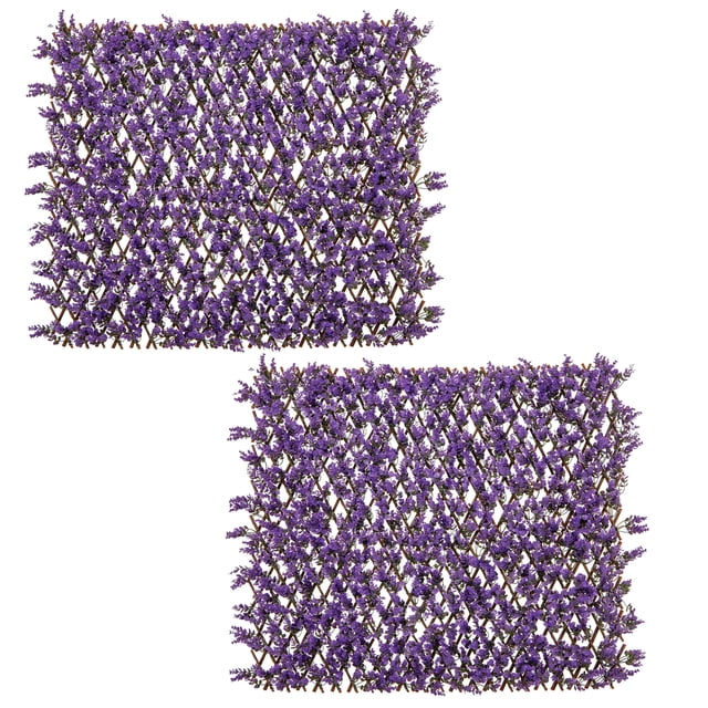 Gymax 2PCS Expandable Fence Privacy Screen Decorative Faux Purple Eucalyptus Fencing Panel