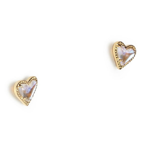 Kendra Scott Ari Heart Stud Earrings for Women, Fashion Jewelry, 14k Gold-plated, Iridescent Dichroic Glass 4217706877