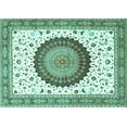 thumbnail image 1 of Ahgly Company Machine Washable Indoor Rectangle Medallion Turquoise Blue Traditional Area Rugs, 8' x 12', 1 of 4