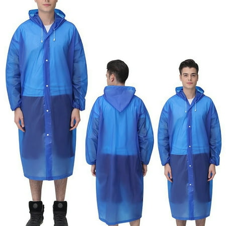 HDWUEN Rain Ponchos for Adults Reusable Hiking Raincoat for Women and Men Lightweight Rainwear Rain Jackets with Hood Blue