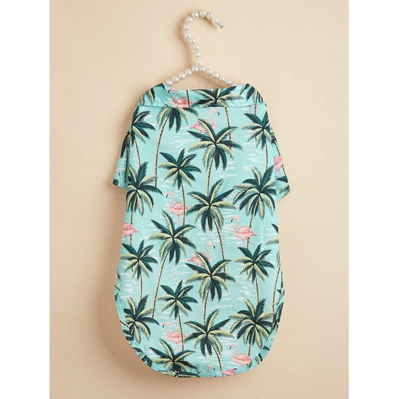 Hawaiian Dog Shirts Coconut Tree Pineapple Beach Dog Shirts for Small to Medium Dogs and Cats (Flamingo Palm) S